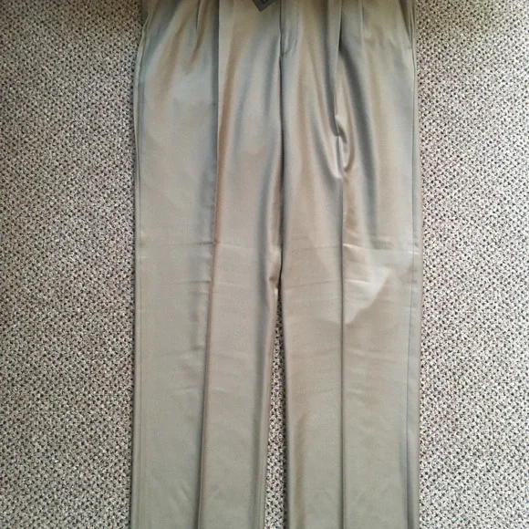 Gianni manzoni men’s dress pants taupe 42w super 150s pleated Italy 32 new nwt